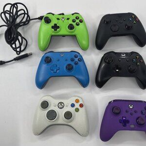 Lot of 6 Xbox 360 Xbox One Wireless Controllers 1 Wired Power A OEM Generic